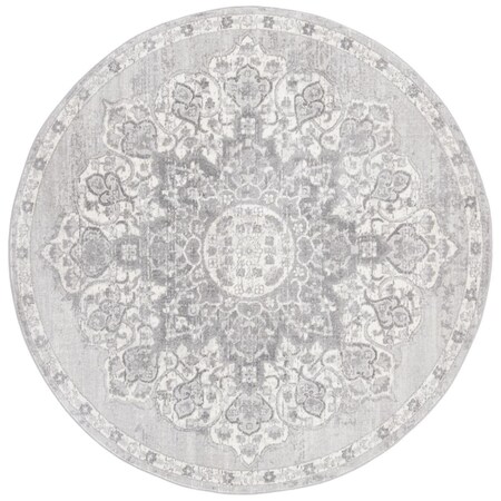 Safavieh 12 x 12 ft. Brentwood Power Loomed Round Area Rug; Grey & Ivory BNT802F-12R